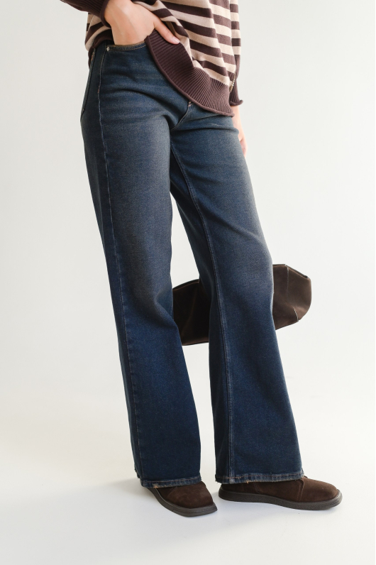 Джинсы из денима на флисе